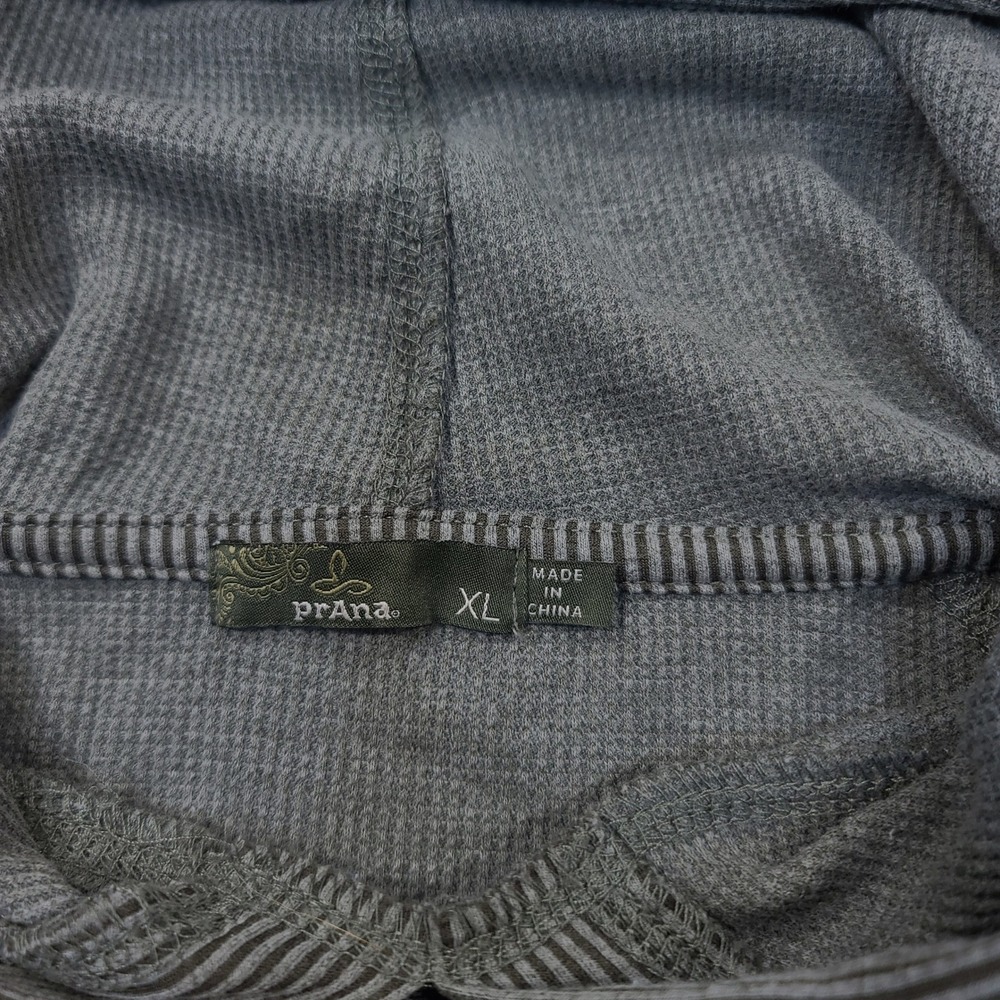 Prana Hoodie Womens XL Green Shea Waffle Knit Thermal Pullover Kangaroo - Picture 5 of 5